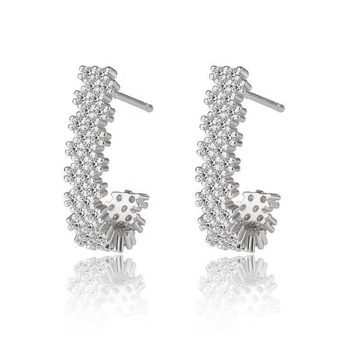 Cubic Zirconia J Hoop Earrings, photo 2