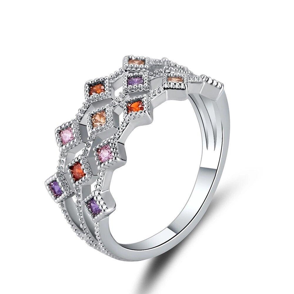 Multicolor Cubic Zirconia Ring, photo 1