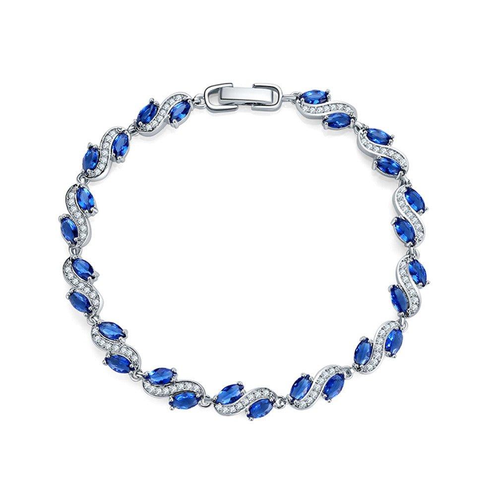 Sapphire Marquise and Round Cubic Zirconia Tennis Bracelet, photo 1