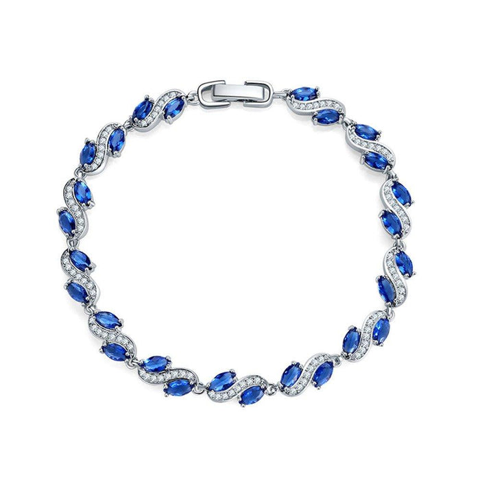 Sapphire Marquise and Round Cubic Zirconia Tennis Bracelet, photo 1