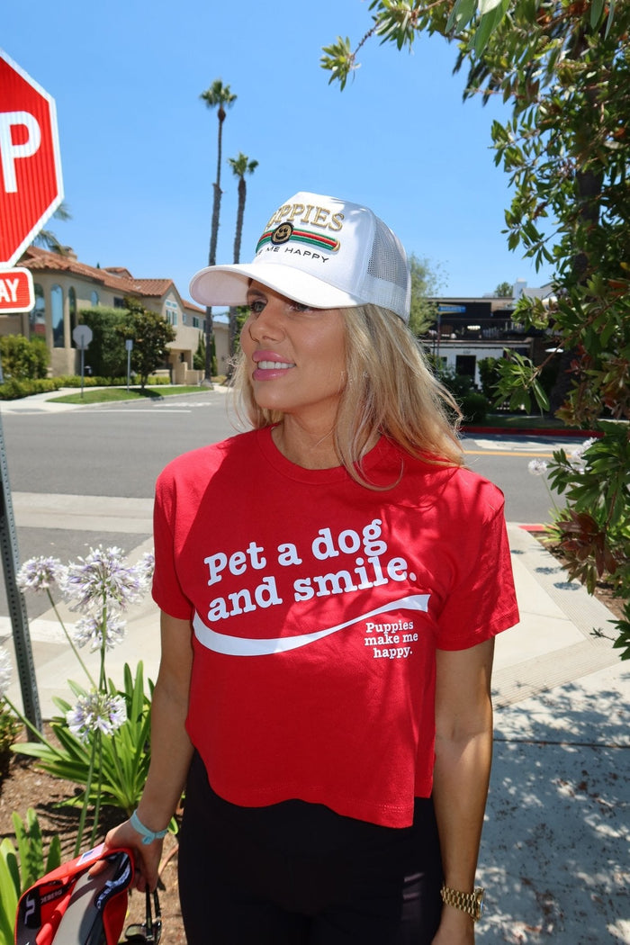 Pet A Dog And Smile Crop Tee