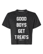 Good Boys Get Treats Crop Tee in black leopard