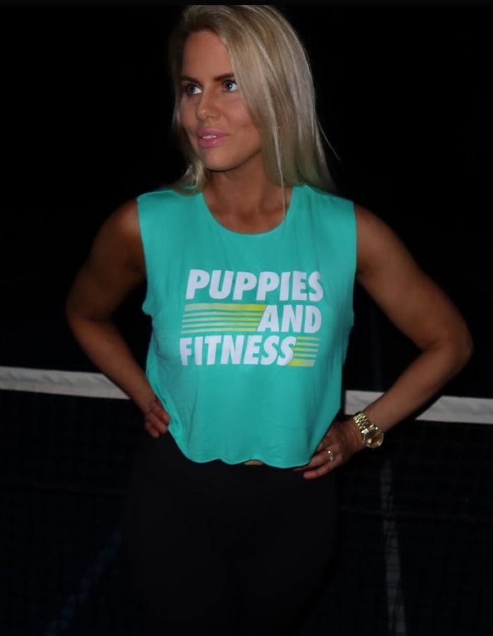 Puppies and Fitness Club Logo Crop Tank