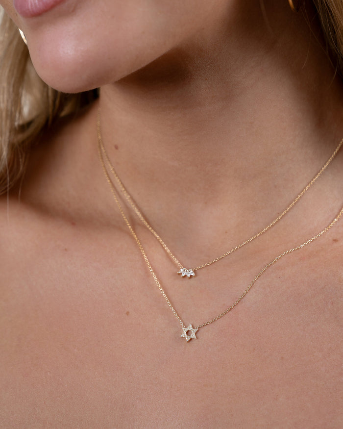 Collar de estrella de David abierta con diamantes en oro de 14K, foto 2