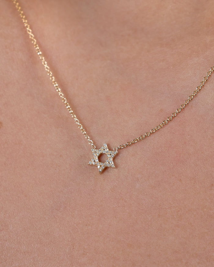 Collar de estrella de David abierta con diamantes en oro de 14K, foto 3