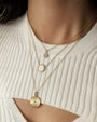 14K Gold Fluted Disc with Diamond Pendant, photo 4