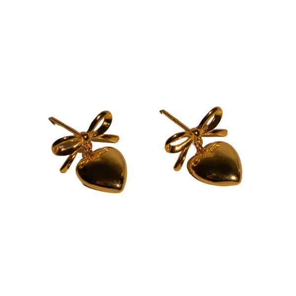 Ribbon Heart Stud Earrings, photo 1
