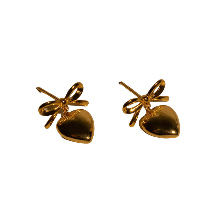 Ribbon Heart Stud Earrings, photo 1