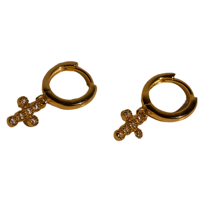 Men's Petite Cross Cubic Zirconia Hoop Earrings, photo 1