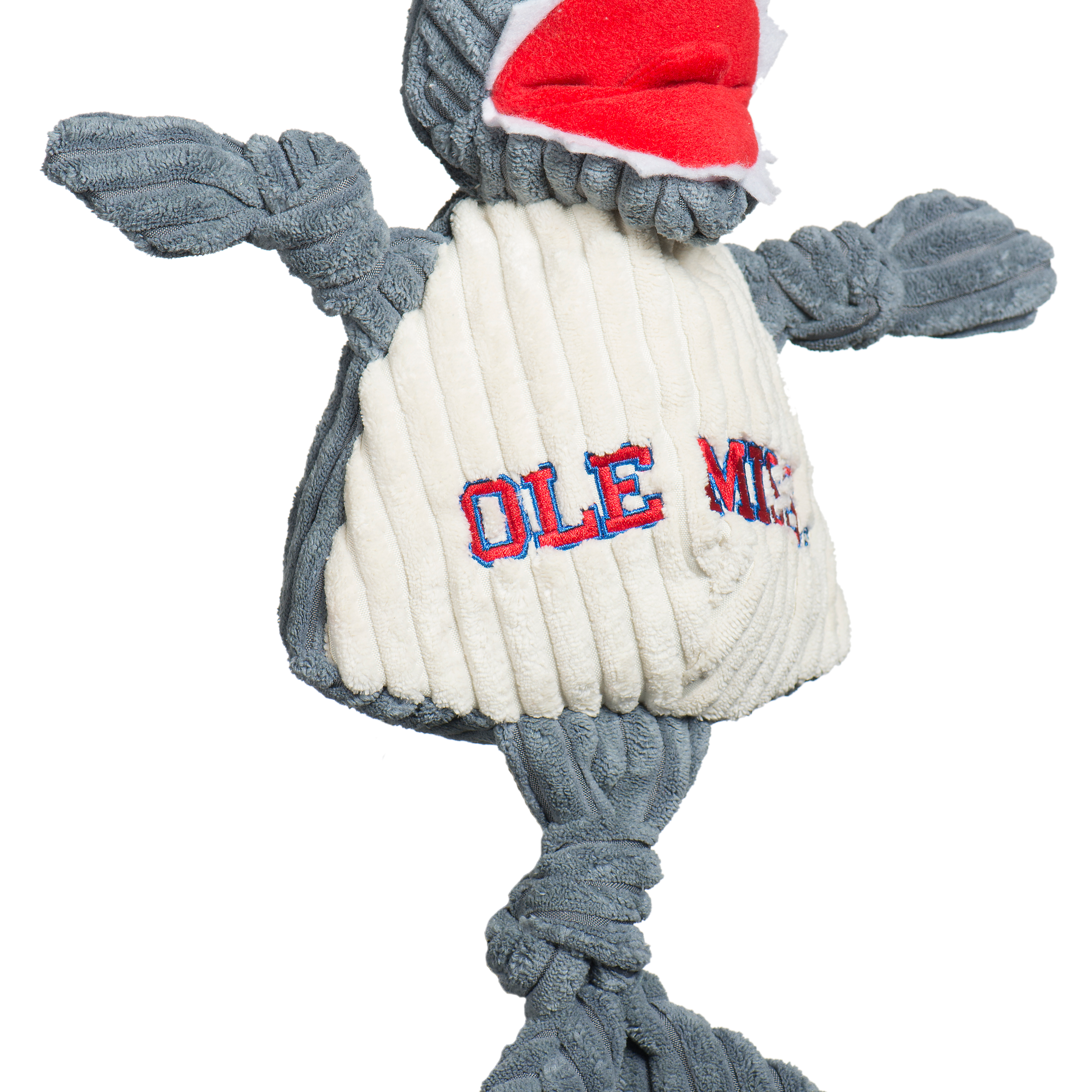 NCAA Ole Miss (U. of Mississippi), Tony Land Shark Knottie Plush Dog Toy, photo 3