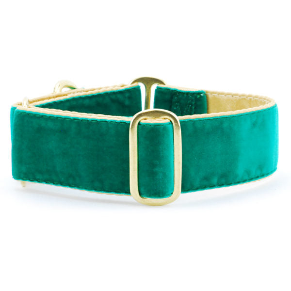 Green/Gold Holiday Velvet Martingale Dog Collar, photo 1