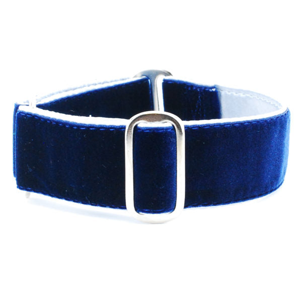 Blue/Silver Holiday Velvet Dog Collar, photo 1