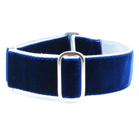 Blue/Silver Holiday Velvet Dog Collar, photo 1