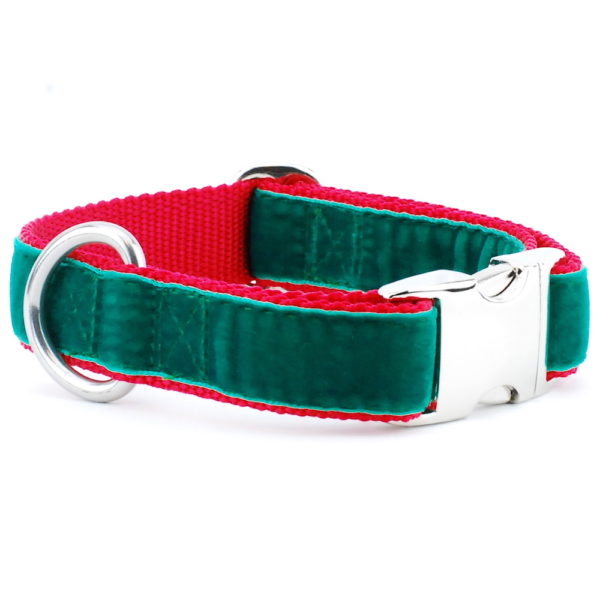 Green/Red Holiday Velvet Essential Martingale Dog Collar, photo 1