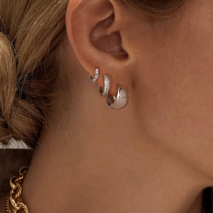 Three Pair Huggie Hoop Earring Set, photo 8