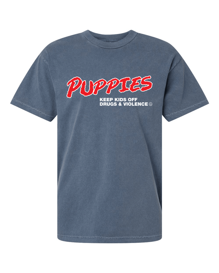 Puppies Keep Kids Off Drugs and Alcohol Unisex Crewneck Tee in faded navy