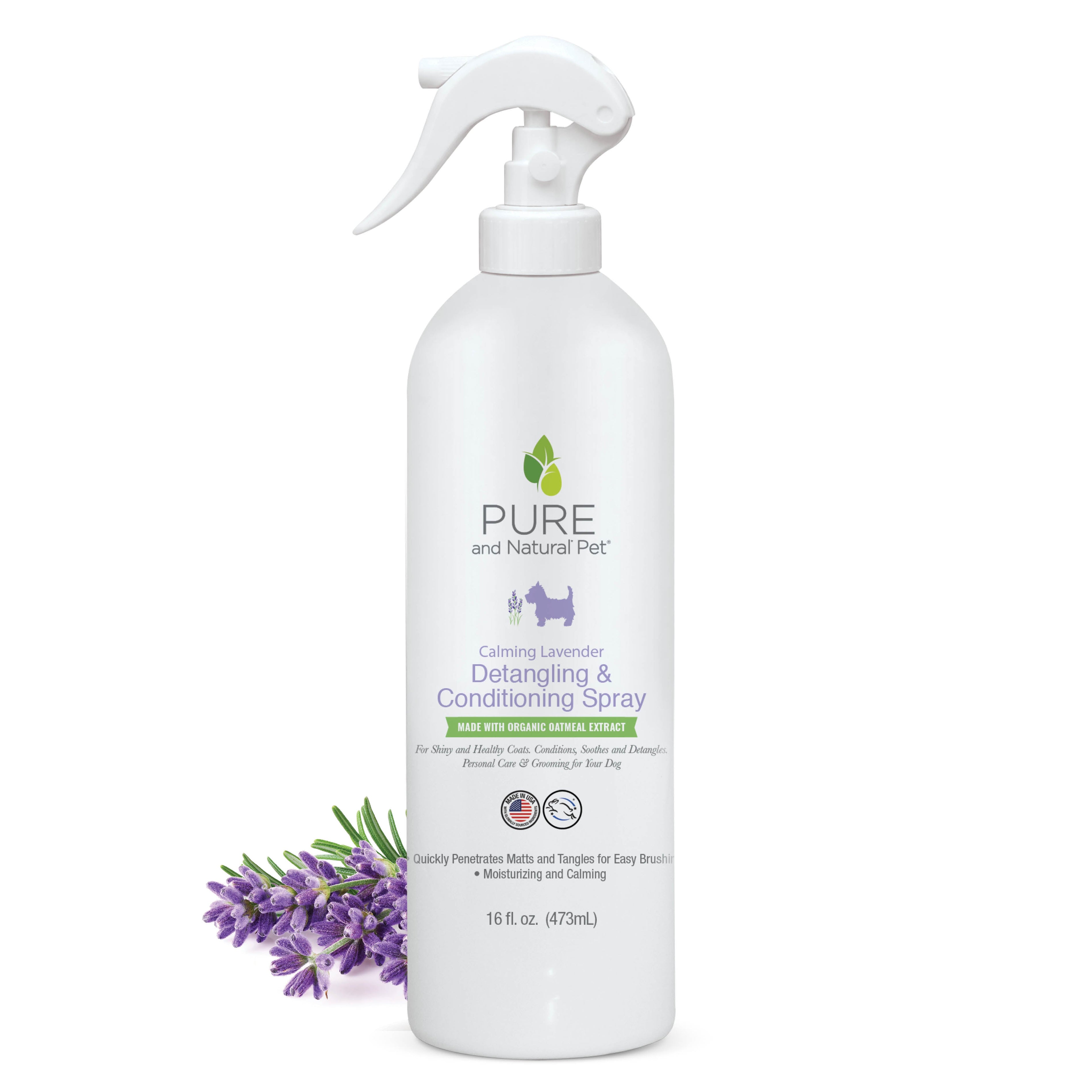Spray desenredante y acondicionador de lavanda calmante para perro