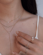 14K Gold Bezel Diamond Lariat Necklace, photo 6