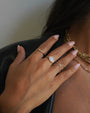 14K Gold Rainbow Moonstone Diamond Halo Ring, photo 5