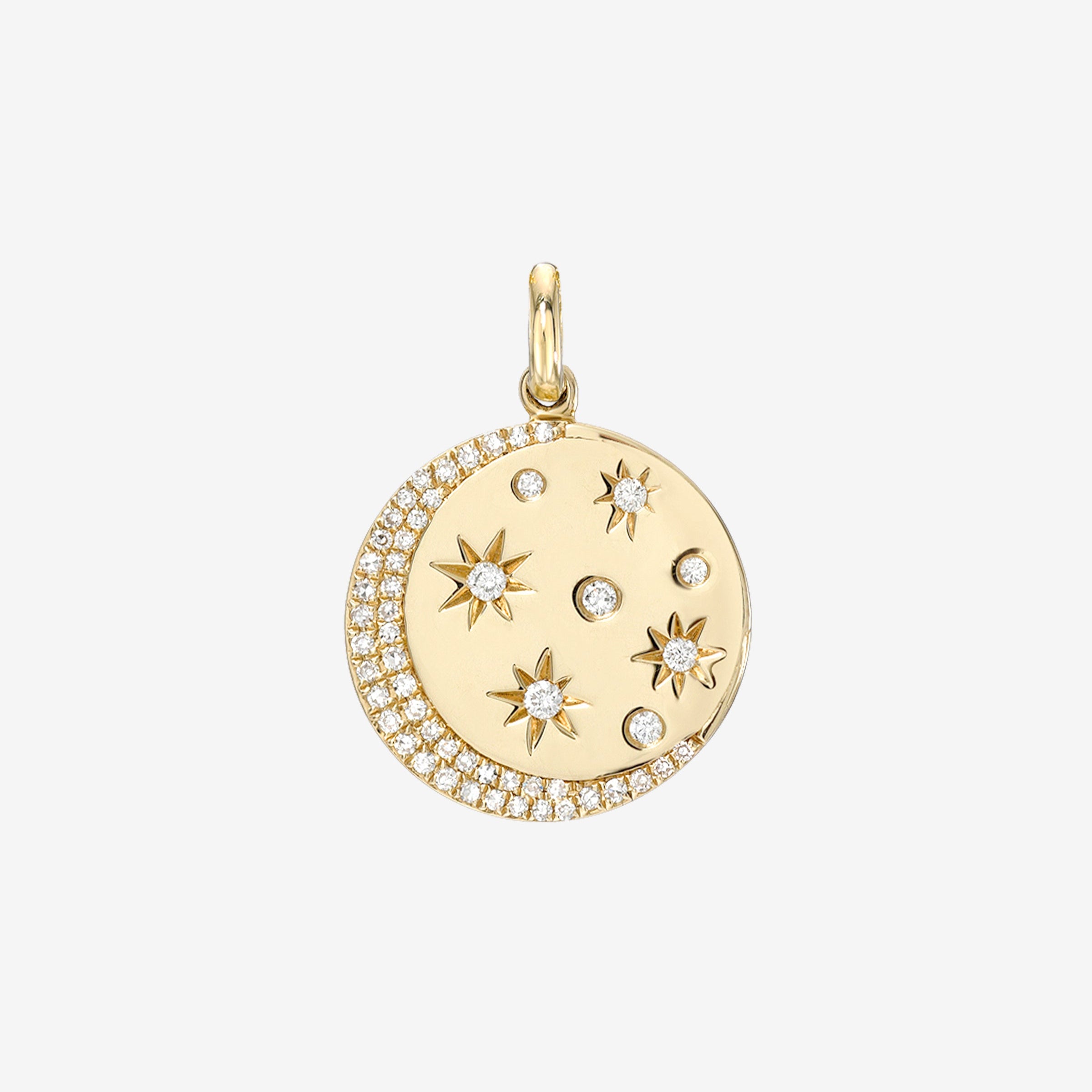 14K Gold Diamond Celestial Pendant, photo 1