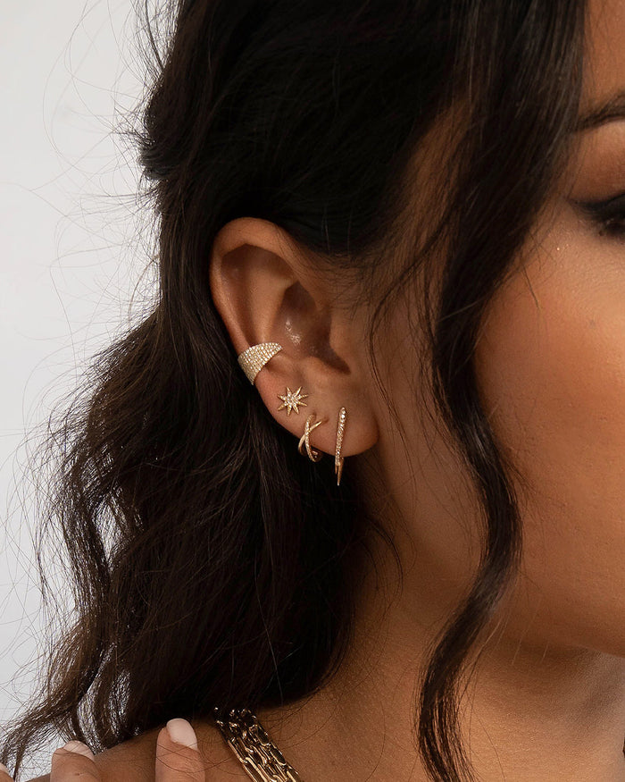 14K Gold Pave Diamond X Stud Earrings, photo 5