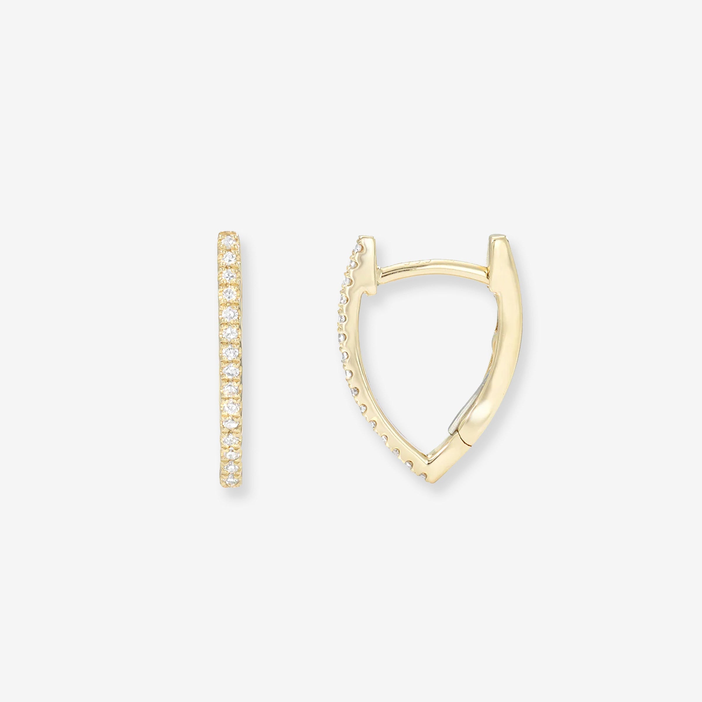 14K Gold Pave Diamond Curve Huggie Earrings, photo 1