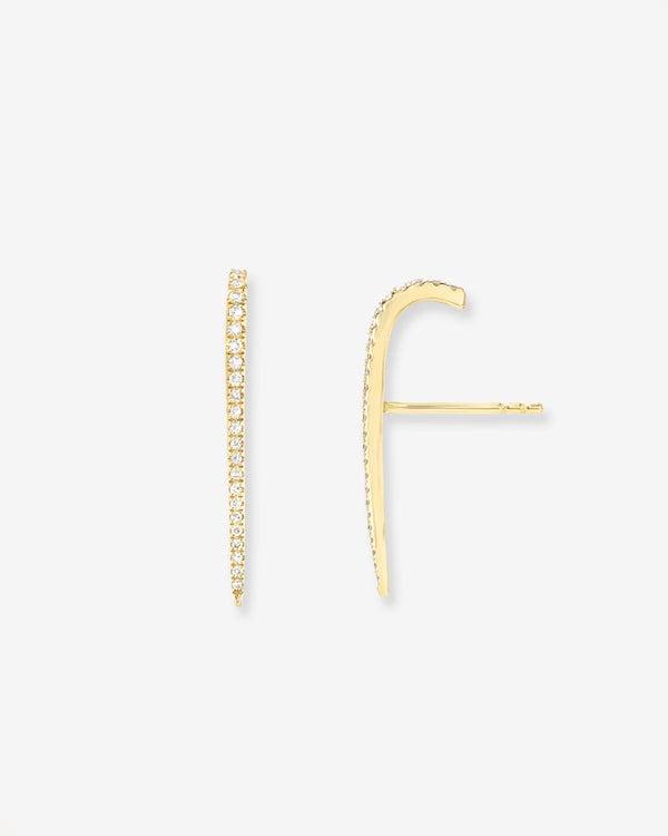 Aretes de botón de barra curva con diamantes en oro de 14K, foto 1