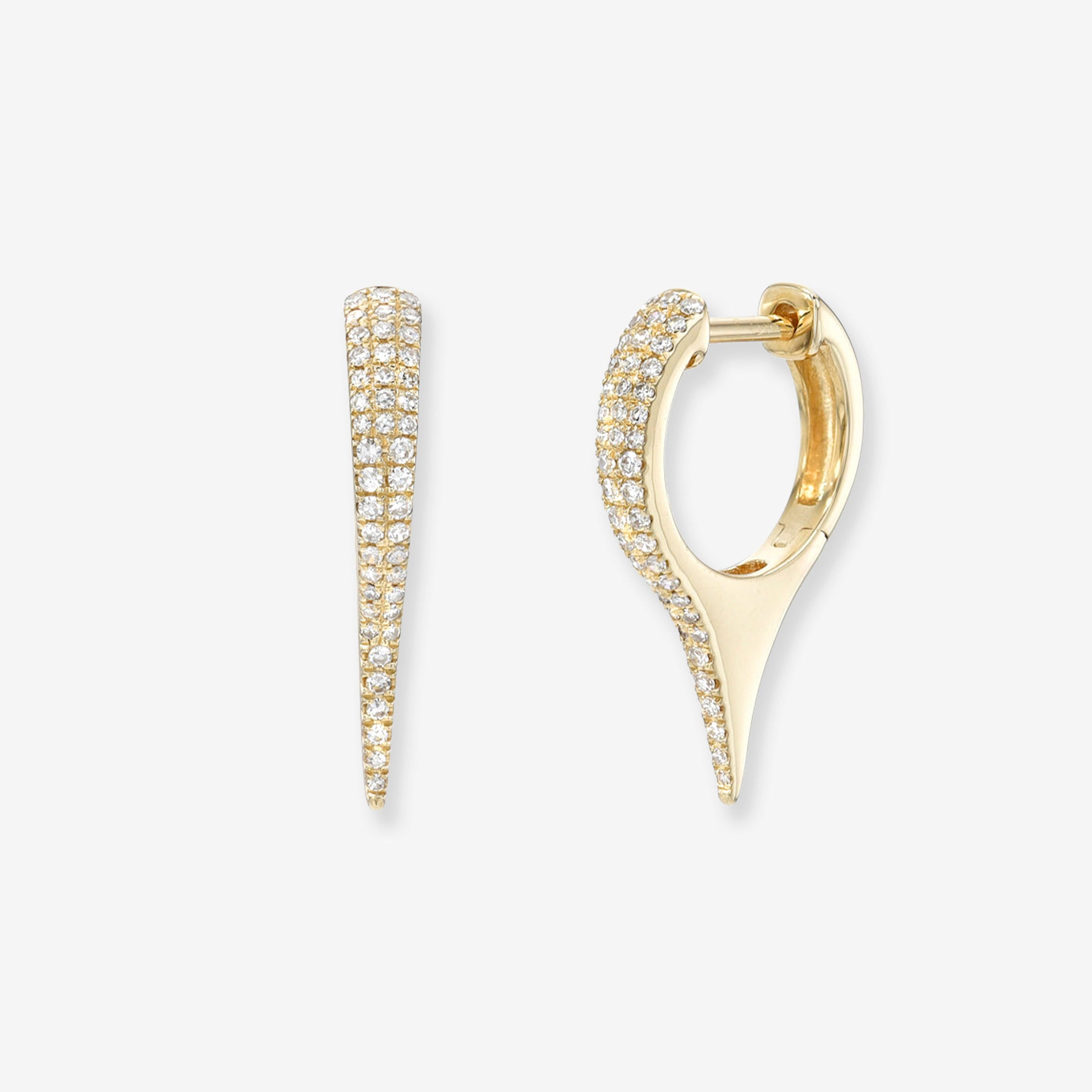 14K Gold Pave Diamond Dagger Huggie Earrings, photo 1