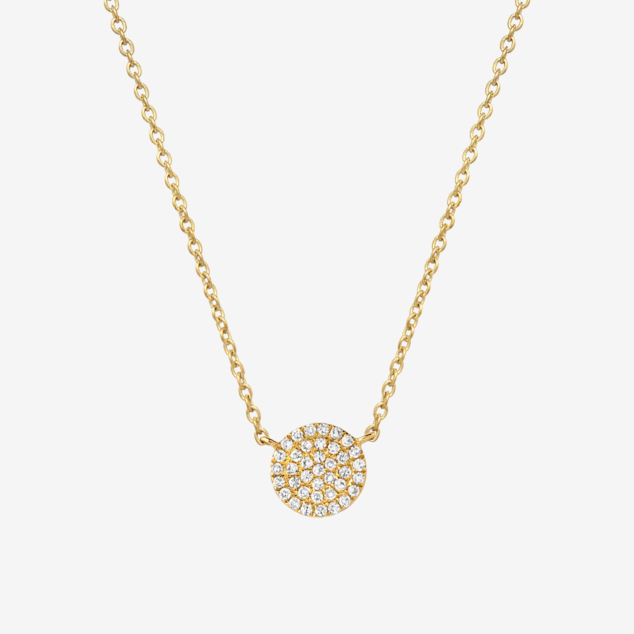 14K Gold Pave Diamond Disc Necklace, photo 1