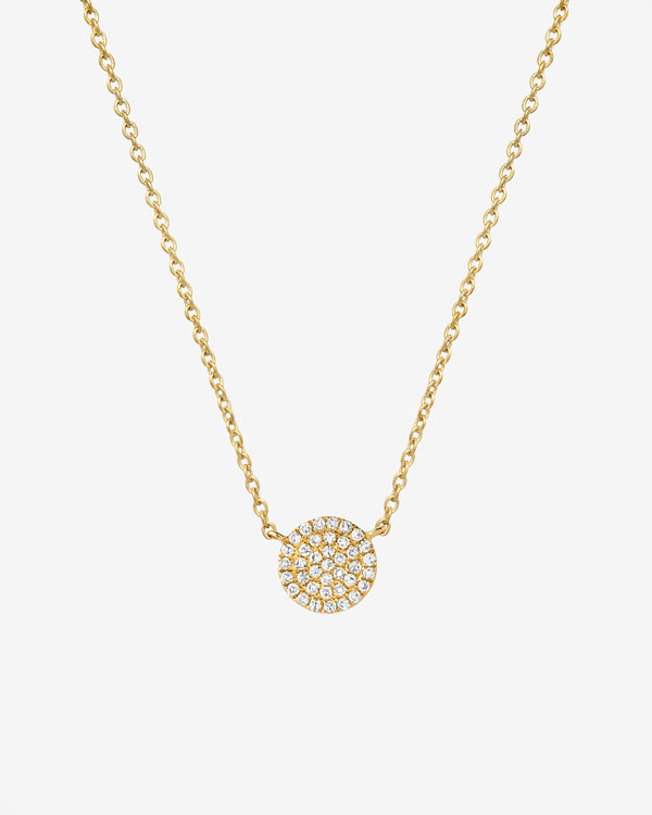 Collar de disco de diamantes pavé en oro de 14K, foto 1