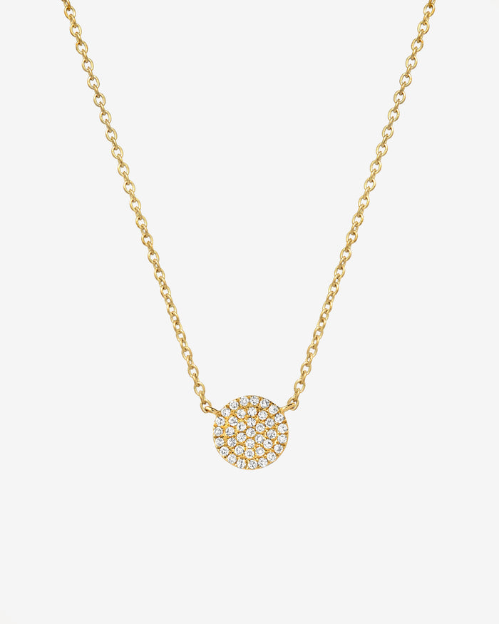 14K Gold Pave Diamond Disc Necklace, photo 1