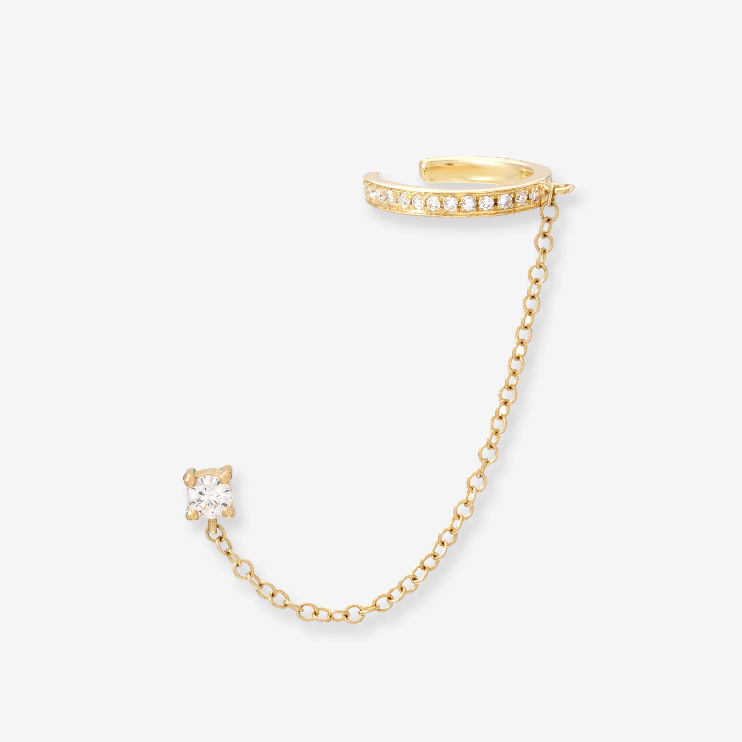 Diamond Stud and Chain Ear Cuff, photo 1