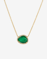 14K Gold Diamond Free Form Emerald Necklace