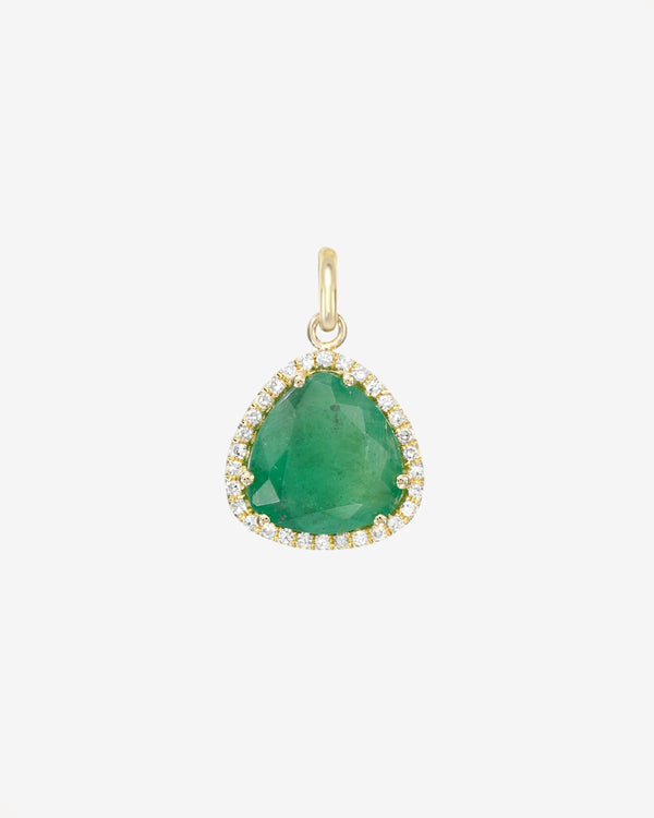 14K Gold Diamond and Emerald Free Form Pendant, photo 1