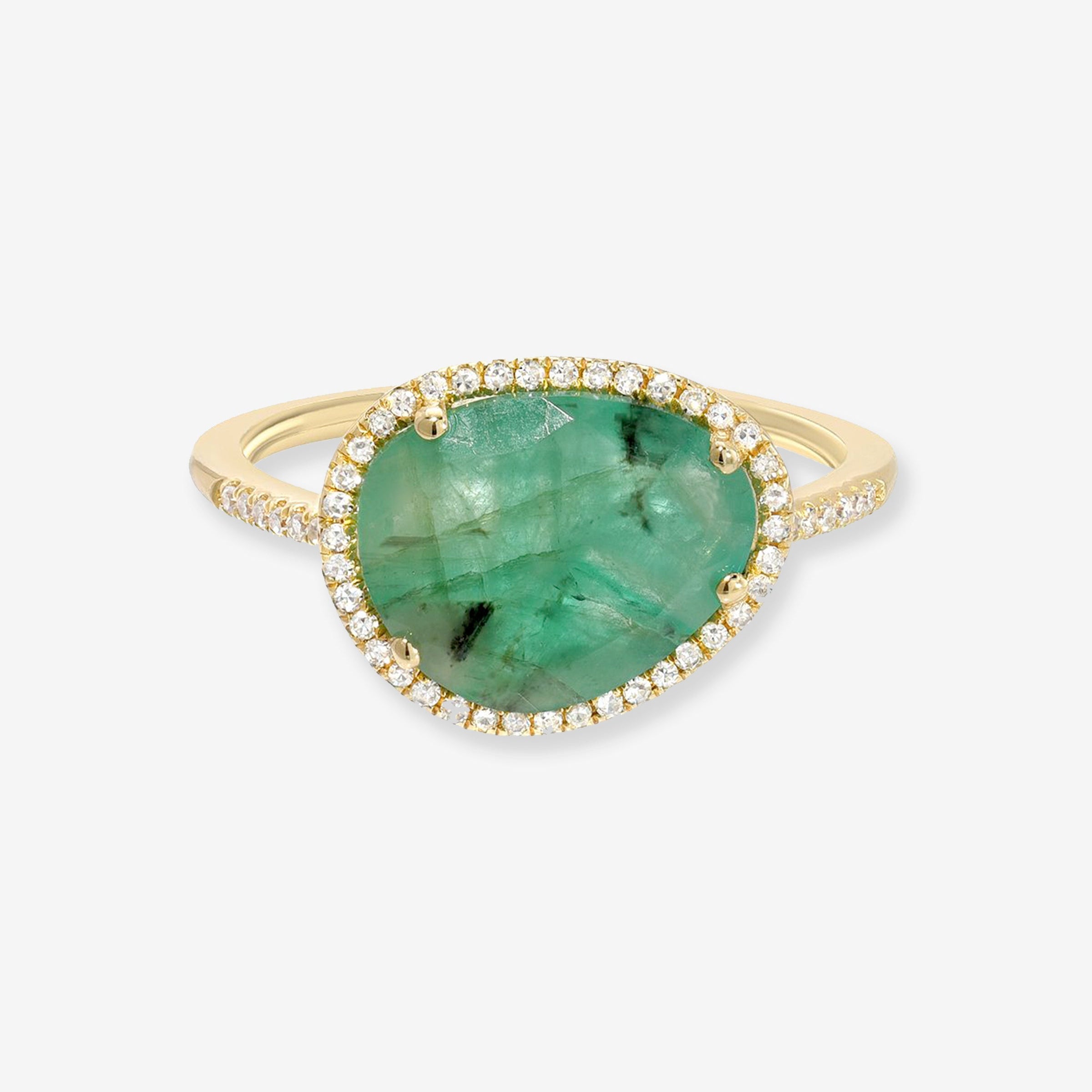 14K Gold Diamond Emerald Ring, photo 1