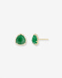 Aretes de botón de esmeralda y diamantes en oro de 14K, foto 1