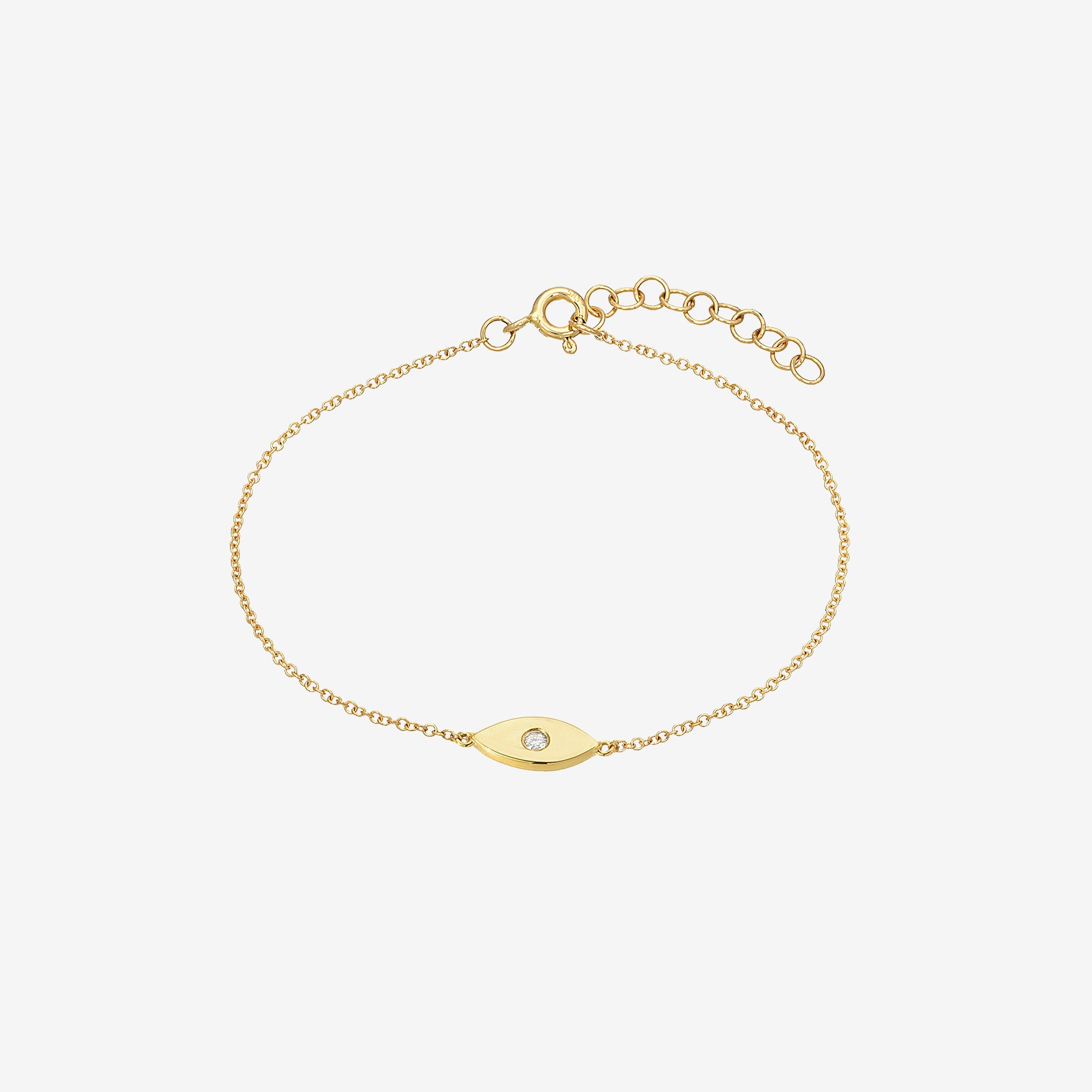 14K Gold Diamond Evil Eye Anklet, photo 1