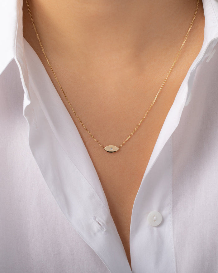 14K Gold Diamond Evil Eye Necklace, photo 3