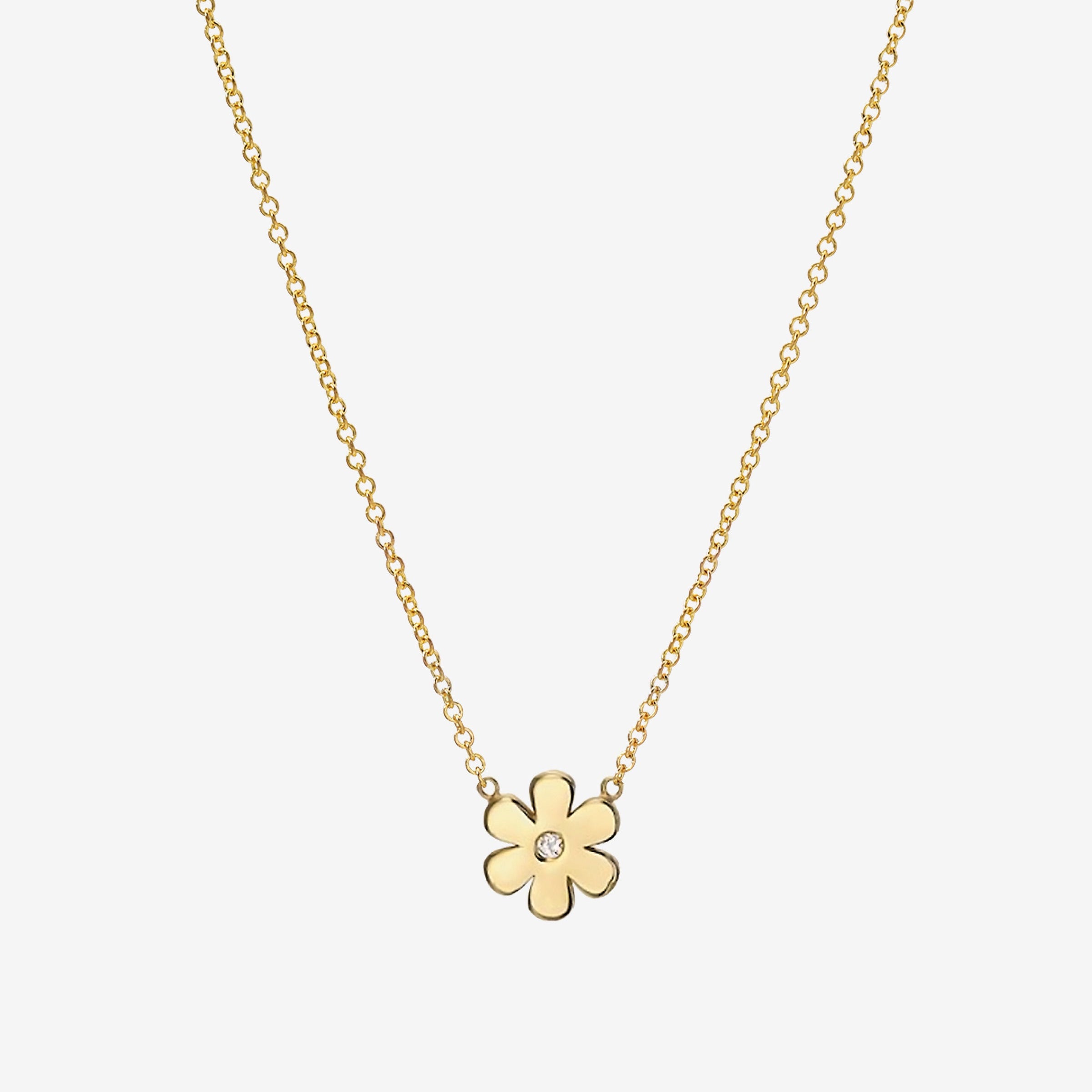 Collar infantil de flor con diamante en oro de 14K, foto 1