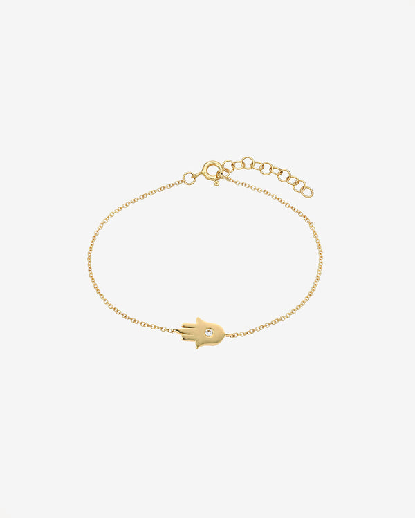 Tobillera con hamsa de diamante en oro de 14K, foto 1