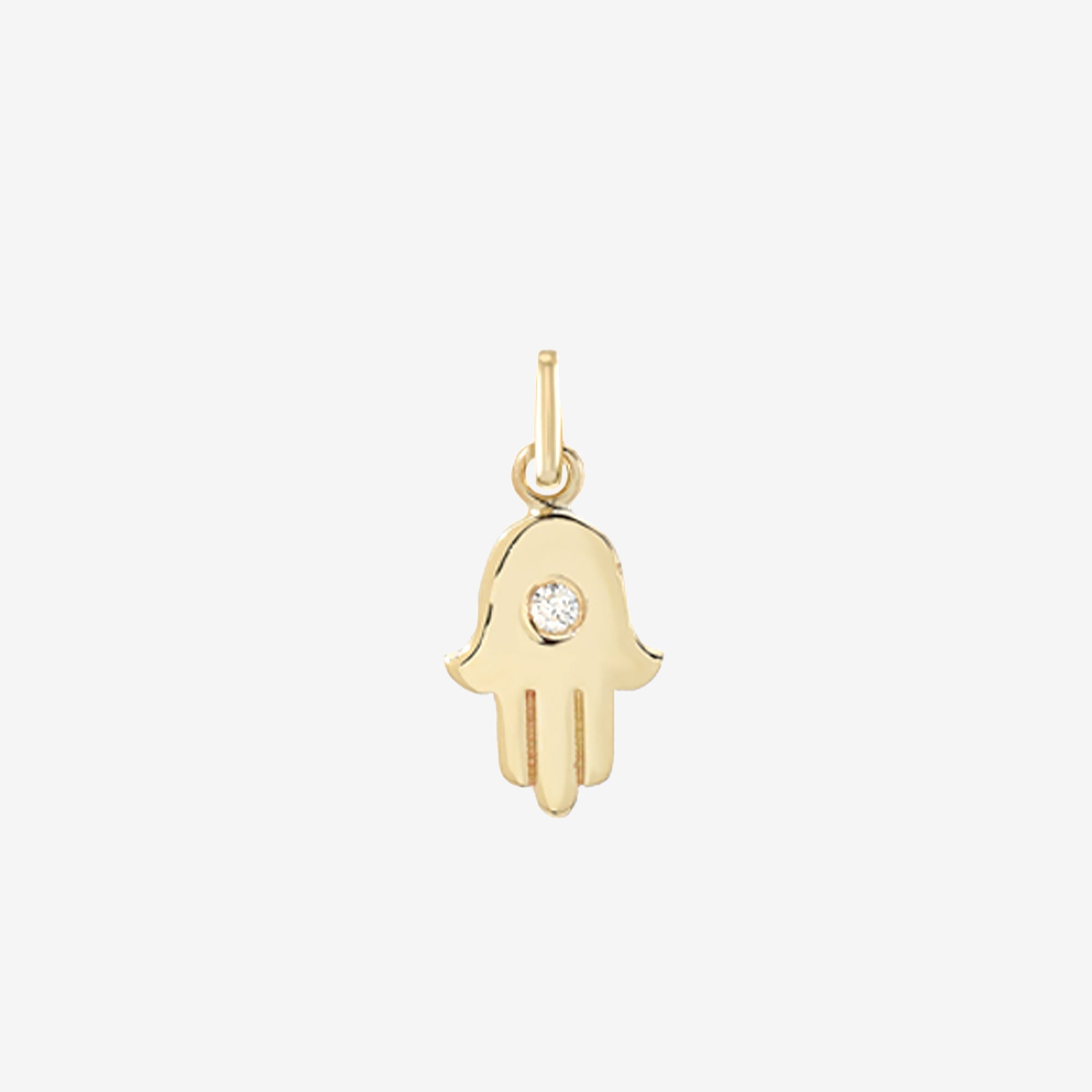 14K Gold Hamsa with Tiny Diamond Pendant, photo 1