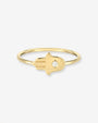Anillo de hamsa con diamante en oro de 14K, foto 1