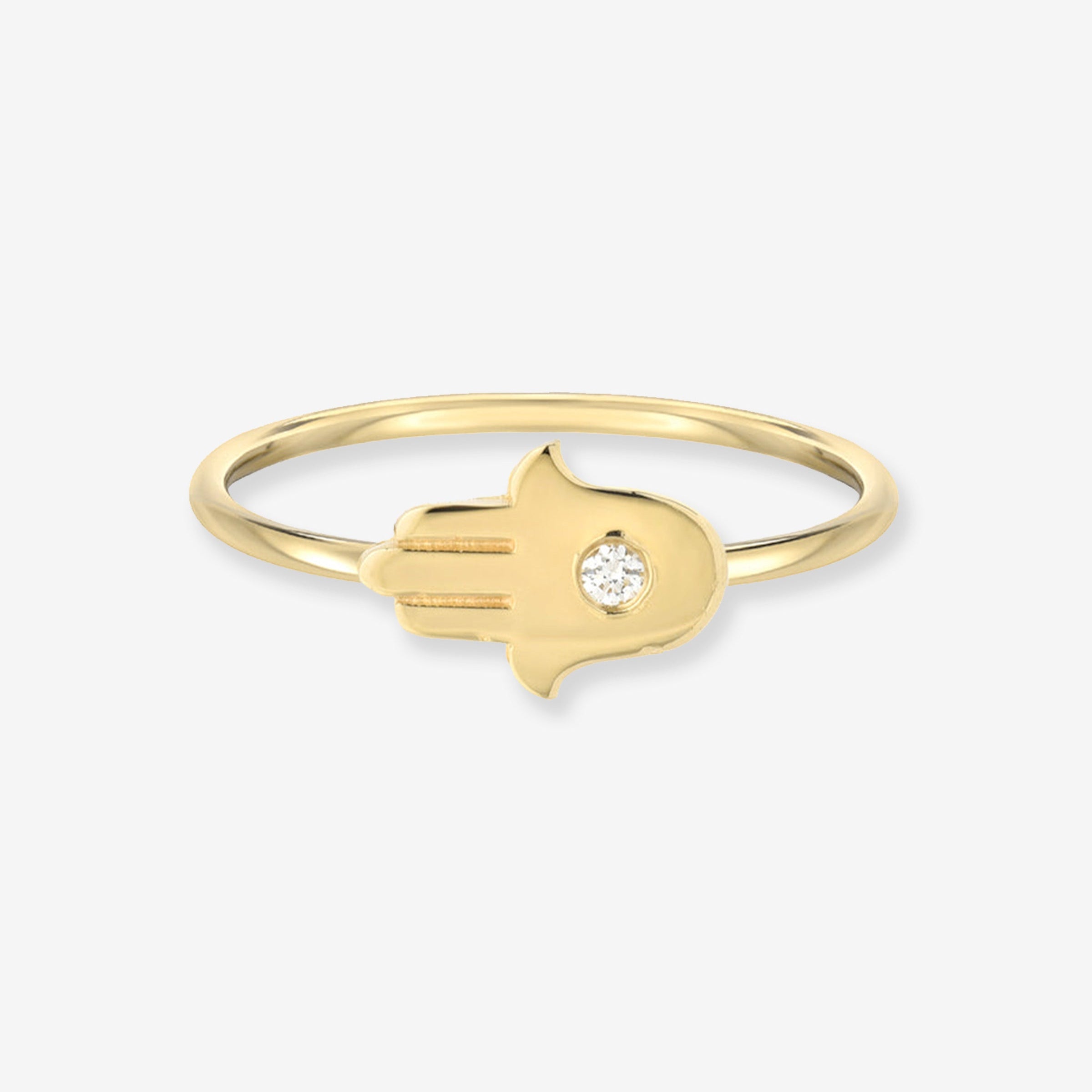 Anillo de hamsa con diamante en oro de 14K, foto 1