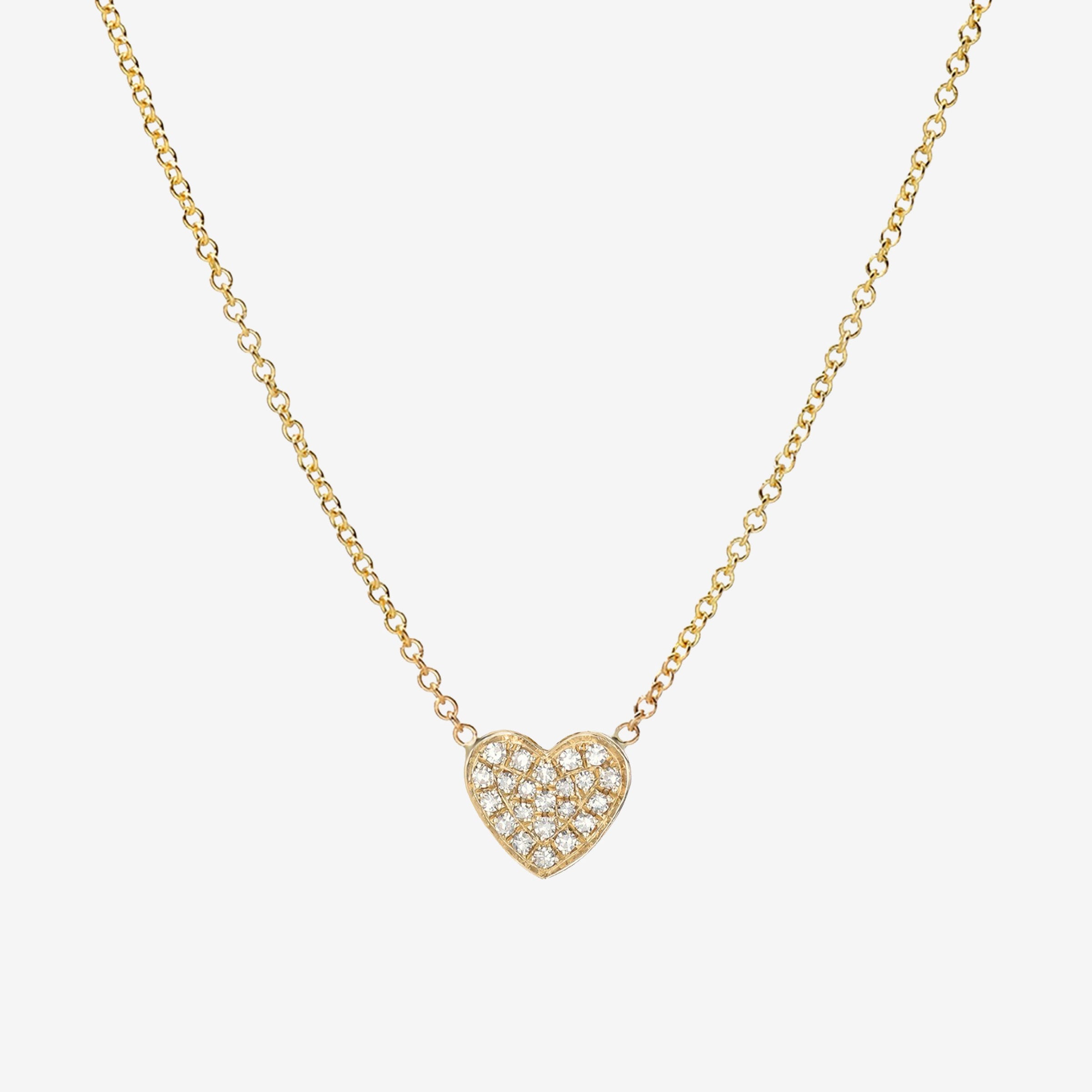 14K Gold Pave Diamond Heart Necklace, photo 1