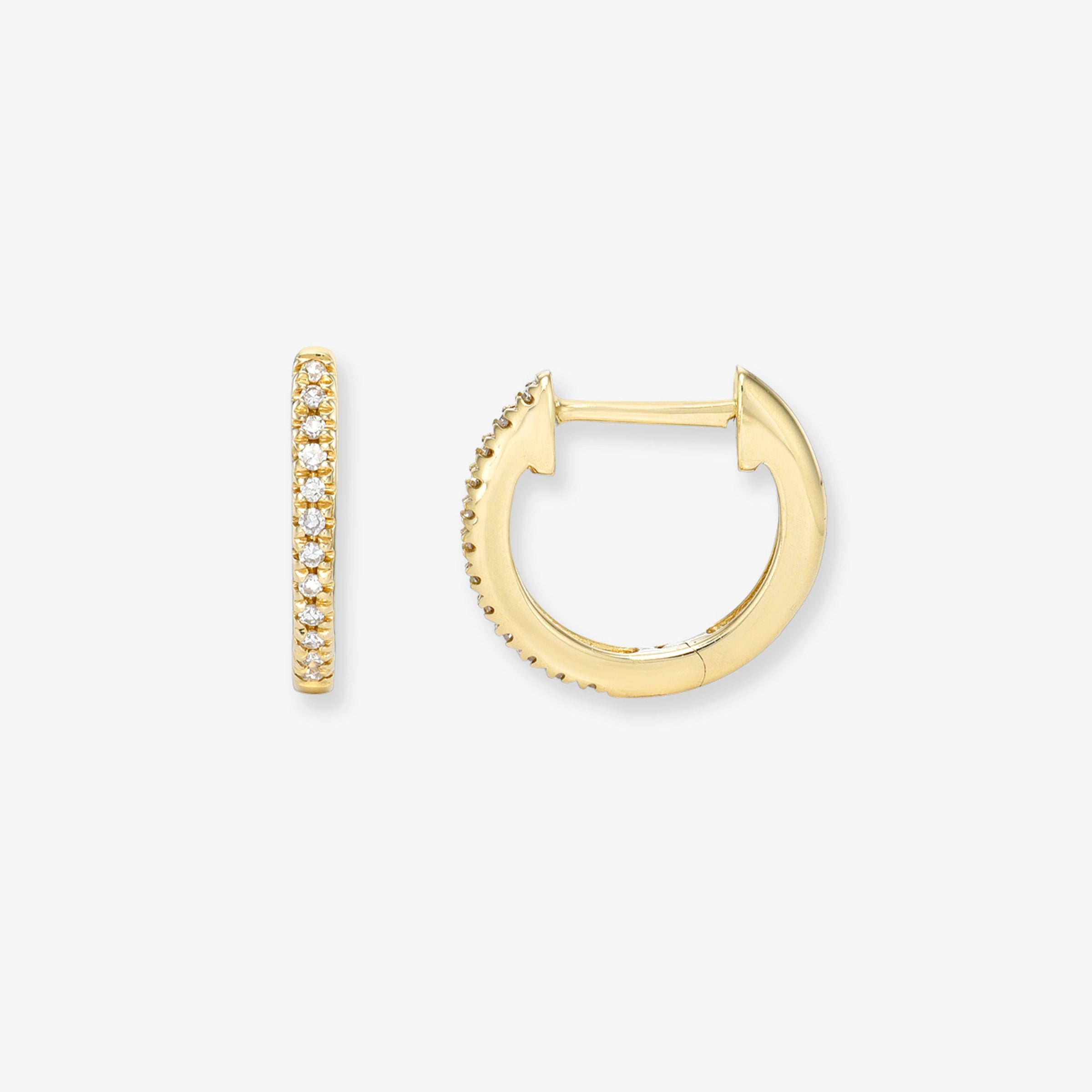 Aretes de aro huggie de diamantes en pavé en oro de 14K, foto 1