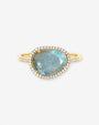 Anillo de labradorita con halo de diamantes en oro de 14K, foto 1