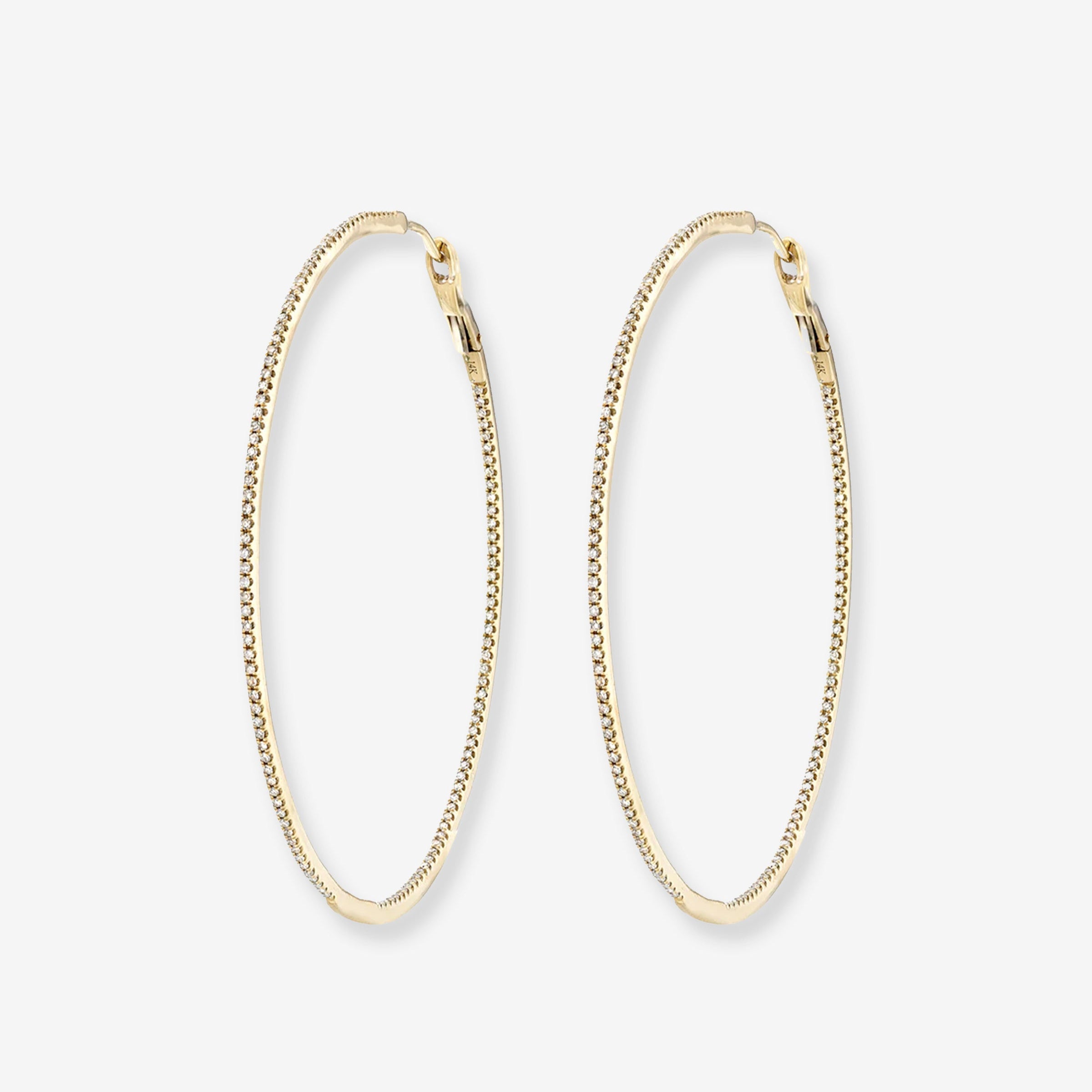 Aretes de aro grandes con diamantes pavé en oro de 14K, foto 1