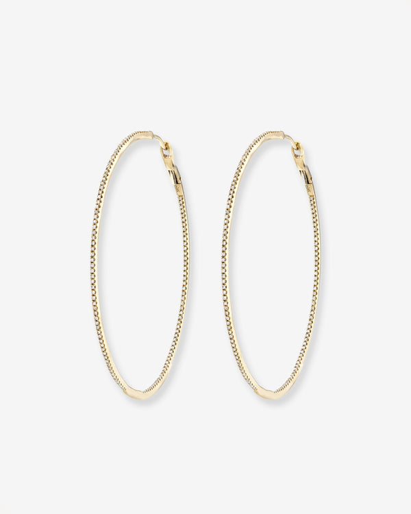 Aretes de aro grandes con diamantes pavé en oro de 14K, foto 1
