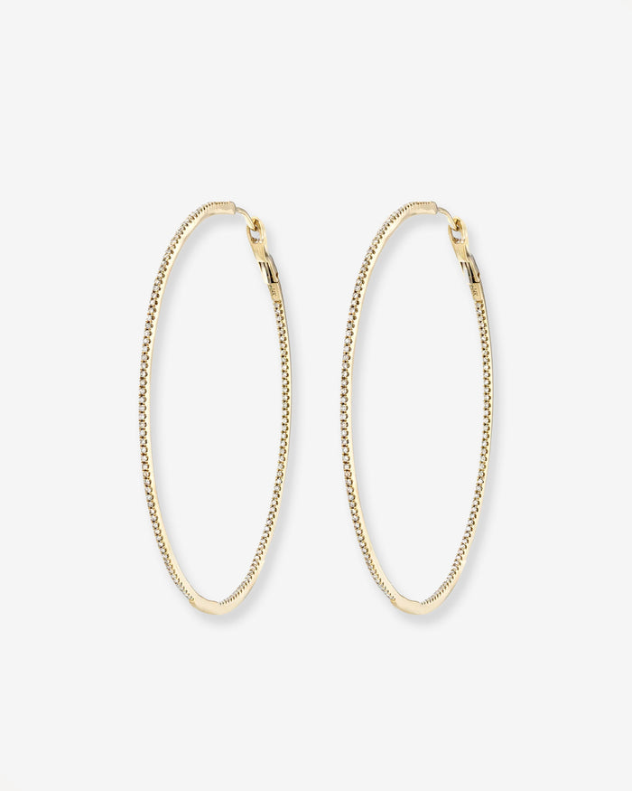 Aretes de aro grandes con diamantes pavé en oro de 14K, foto 1