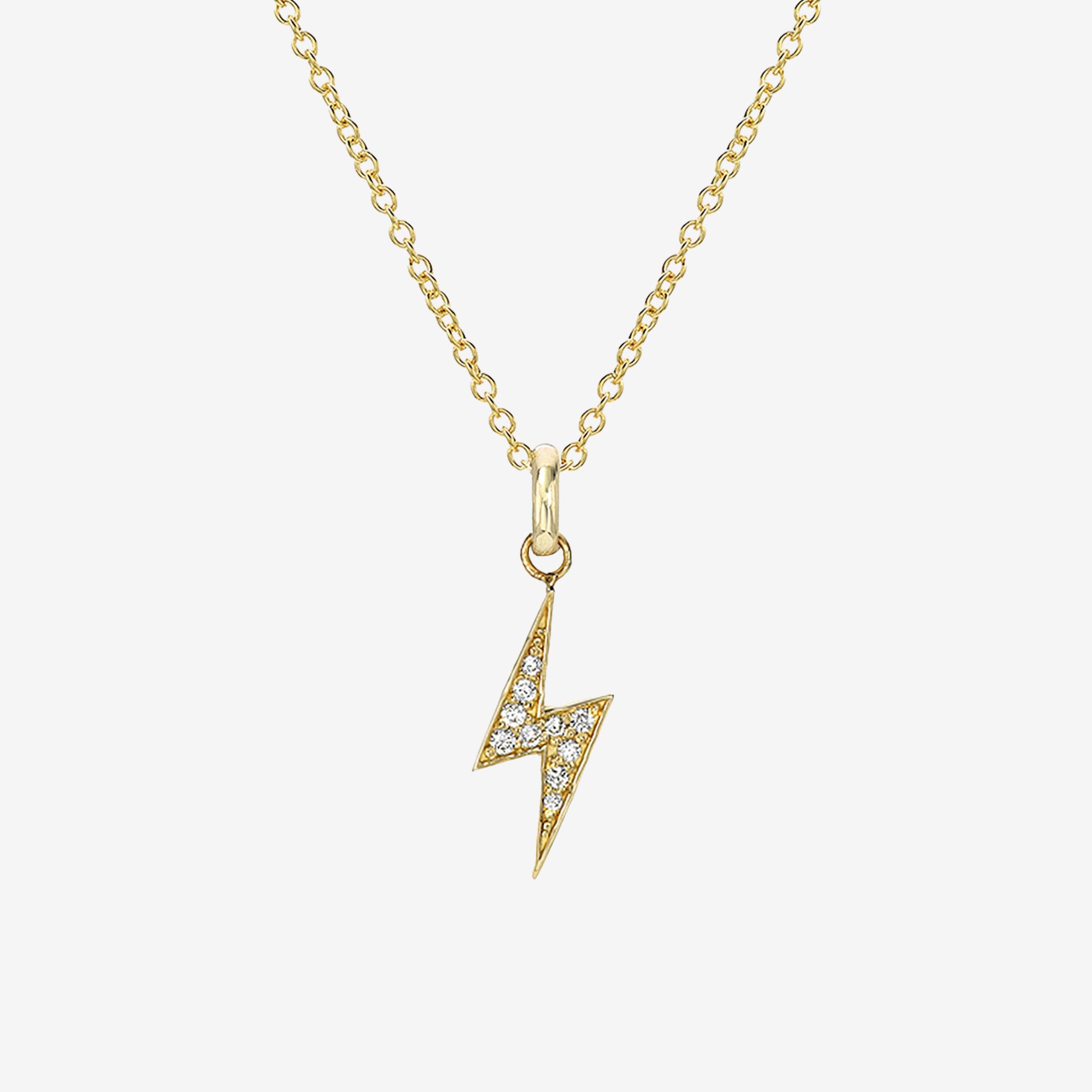 14K Gold Diamond Lightning Bolt Necklace, photo 1